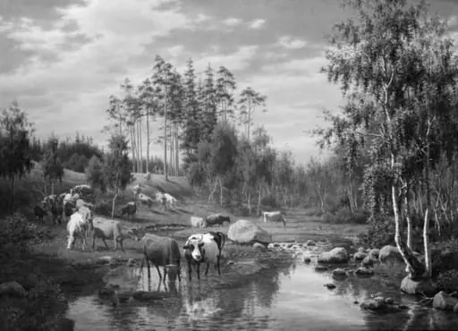 Landskab med køer. Småland, by Unknown