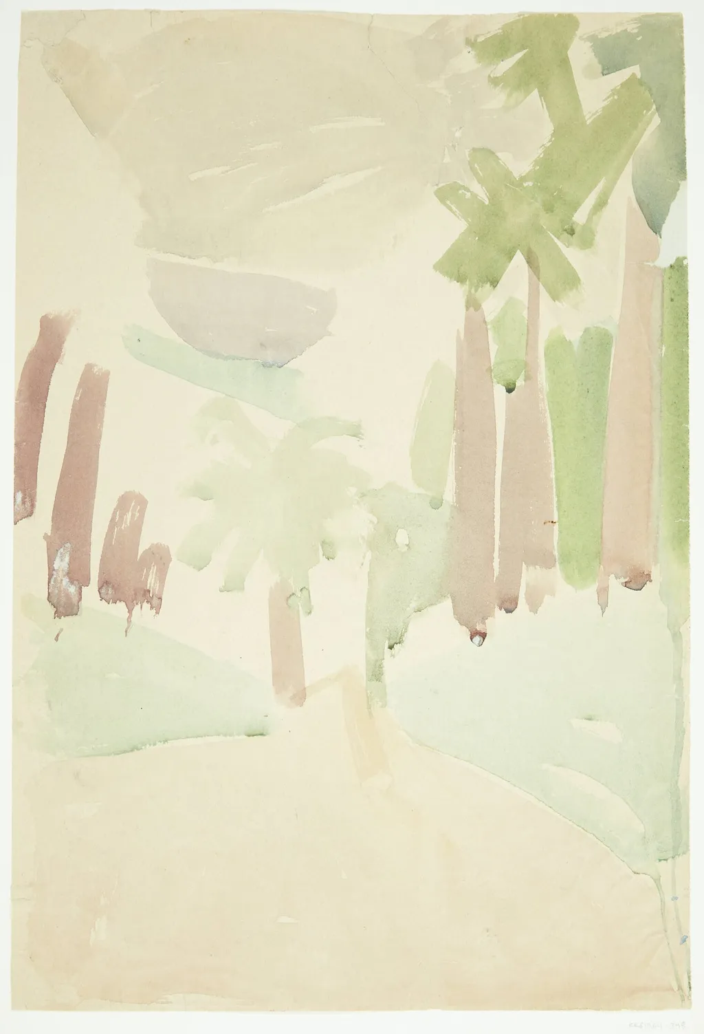 Landskab med palmer, Sydfrankrig, by Unknown, unspecified, 1935