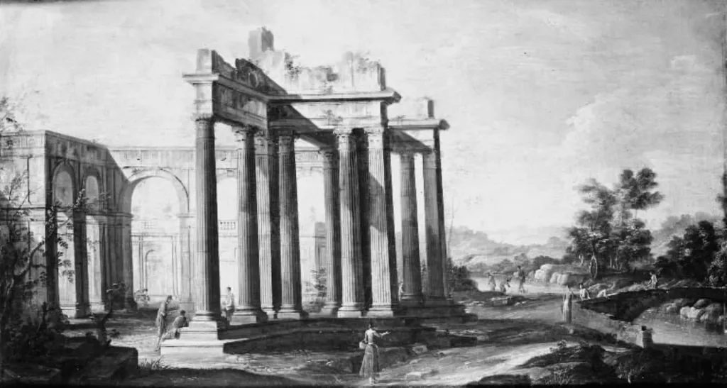 Landskab med ruiner, by Unknown, 1750