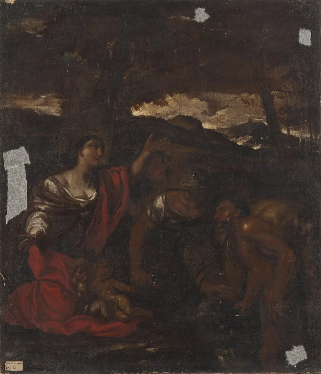 Landskap med figurer, by Unknown, oil