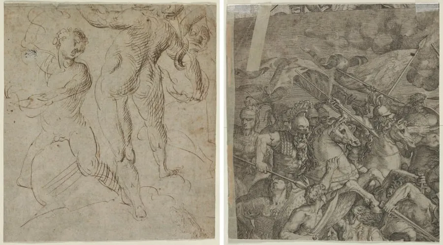 Laocoön (recto); Battle of the Milvian Bridge (fragment) (verso), by Unknown, 1575