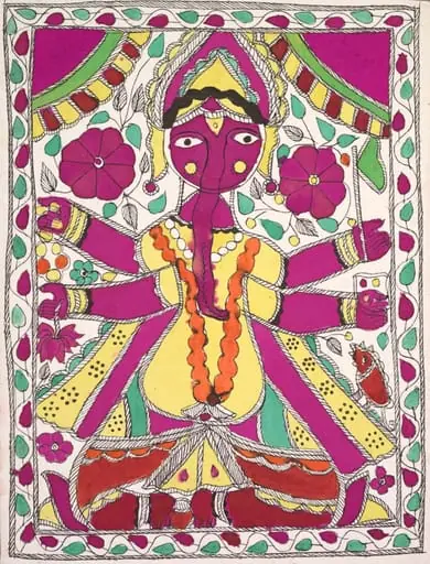 Large, multi-armed figure facing out, by Unknown