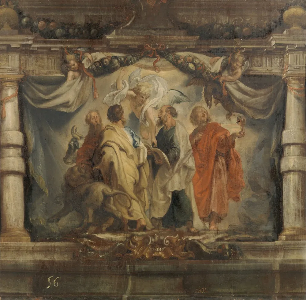 Los cuatro evangelistas, by Unknown, oil, 1601