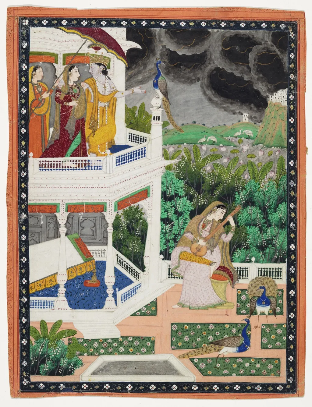 Lovers on a Balcony During Monsoon, by Unknown, unspecified
