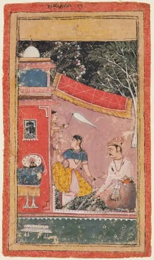 Lovers on a Terrace: Ramakali Ragini of Hindol, from a Bundi Ragamala, by Unknown