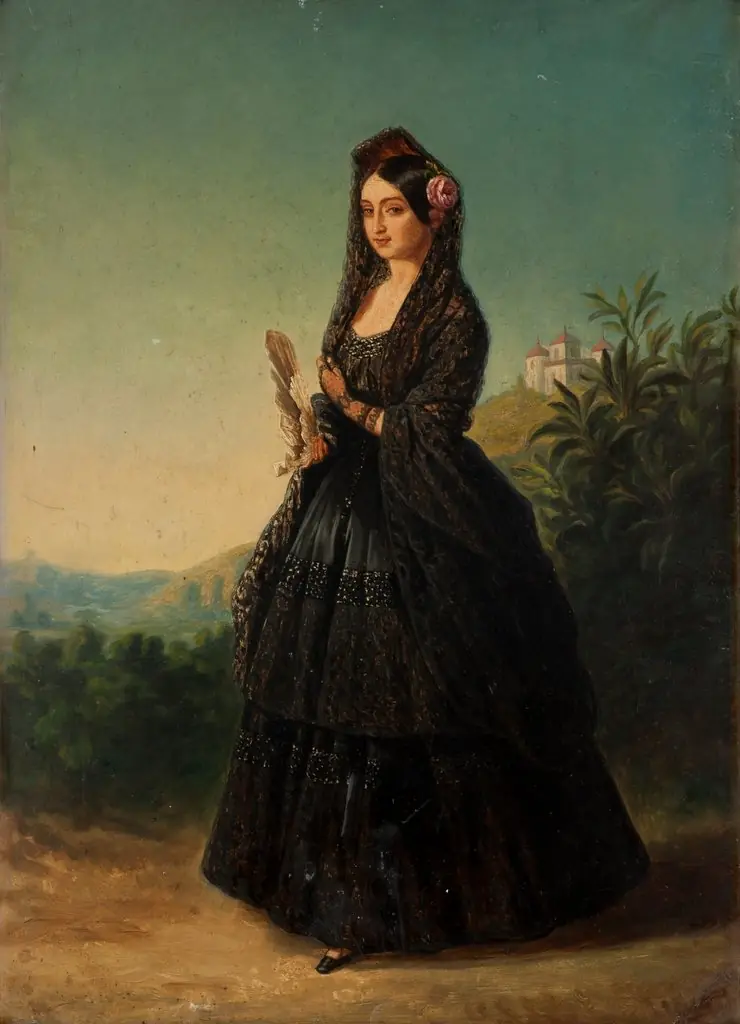 Luisa Fernanda de Borbón, Duchess of Montpensier, with a mantilla, by Unknown