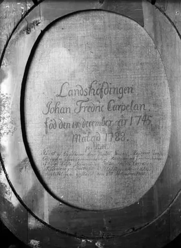 Maaherra Johan Carpelanin muotokuvan kääntöpuoli, by Unknown, 1850