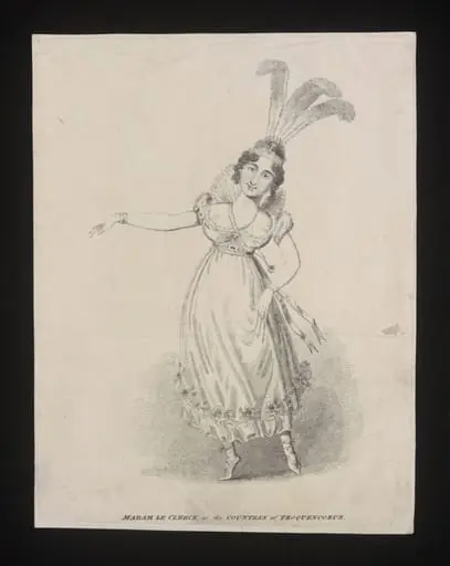 Madam Le Clerck as the Countess of Troquencoeur, by Unknown