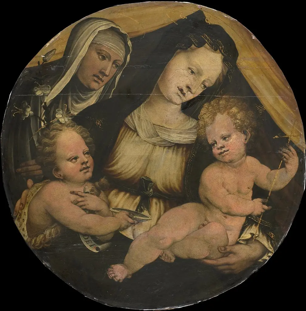 Madonna and Child with the Infant John the Baptist and St Clara, by Unknown