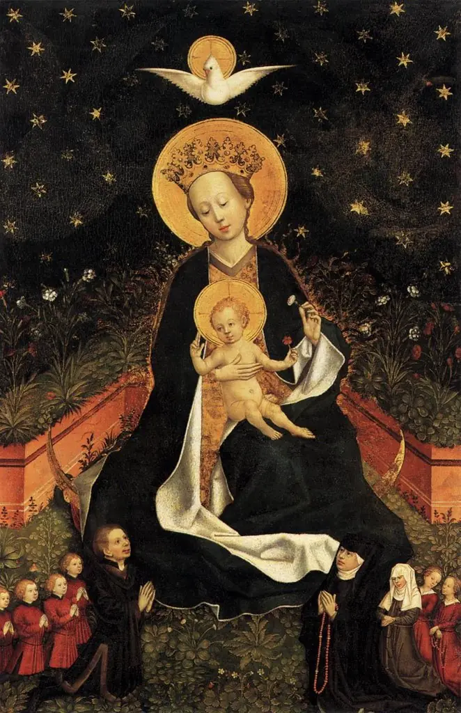 Madonna on a Crescent Moon in Hortus Conclusus, by Unknown