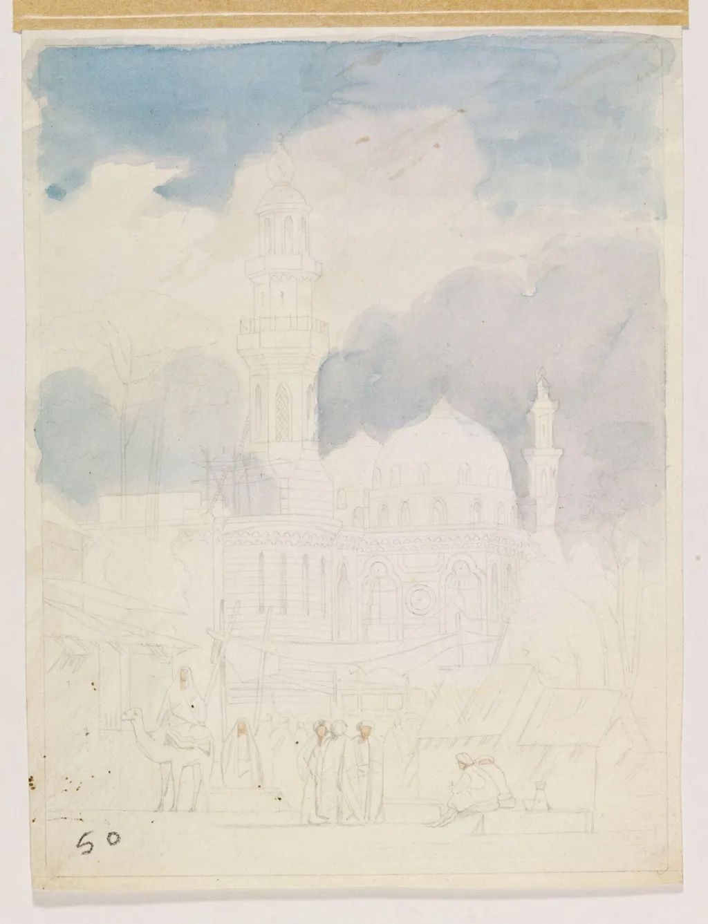 Madrasah and Tomb of Sultan Hasan, by Unknown, watercolor, 1809