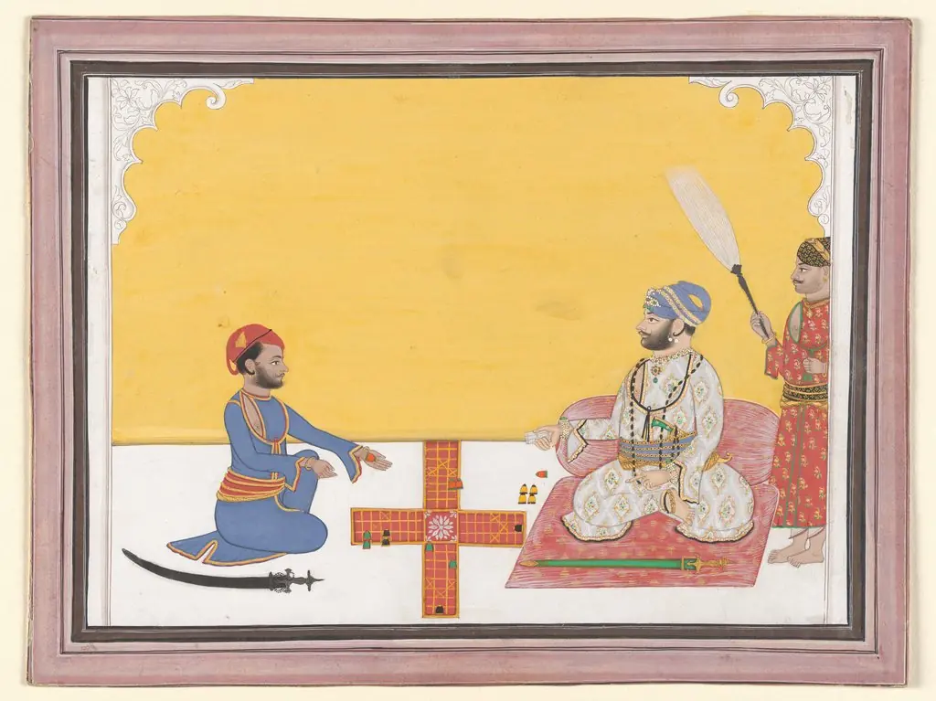 Maharaja Sovan Singh playing pachisi, by Unknown