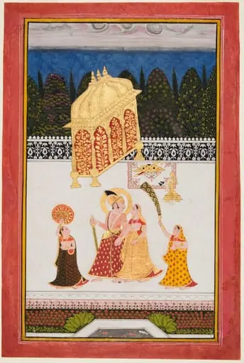 Maharana Ari Singh II of Mewar (r. 1761–73) with His Consort on a Terrace, by Unknown
