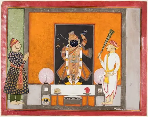 Maharao Ram Singh II of Kota (r. 1828–66) Worships Brij Nathji as the Bridegroom, by Unknown