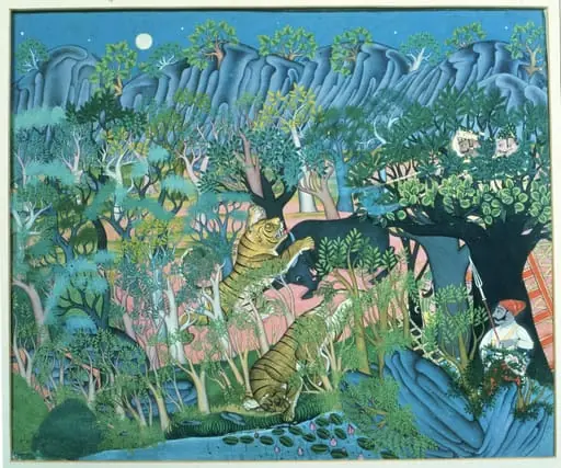 Maharao Umed Singh of Kota hunting at night, by Unknown