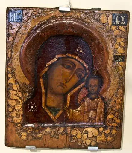 Maica Domnului cu pruncul Kazanskaia, Madona Neagră, by Unknown