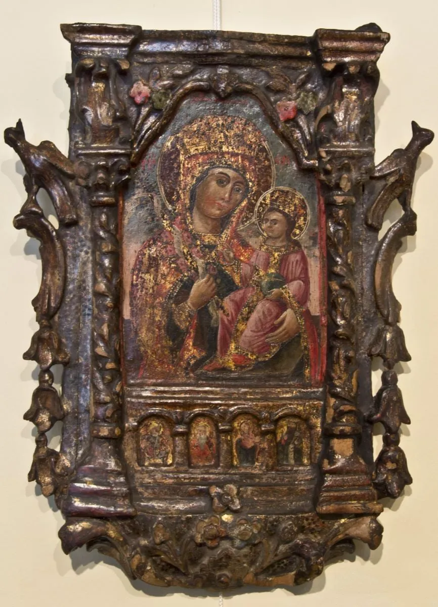 Maica Domnului cu pruncul Rodon to amaranton; Trandafirul neveștejit, by Unknown, 1850