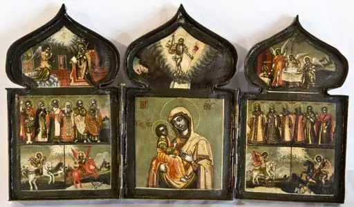 Maica Domnului cu Pruncul; Triptic, by Unknown