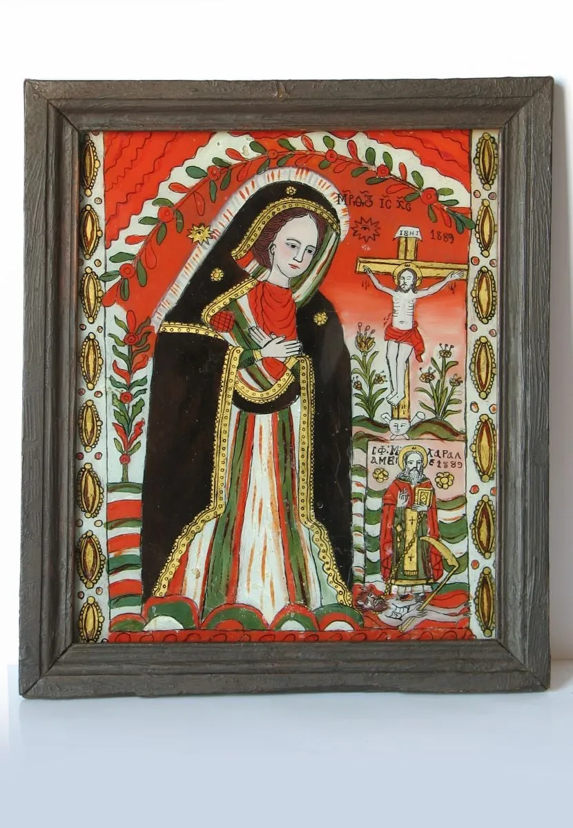 Maica Domnului Îndurerată și Sfântul Mare Mucenic Haralambie, by Unknown, 1850