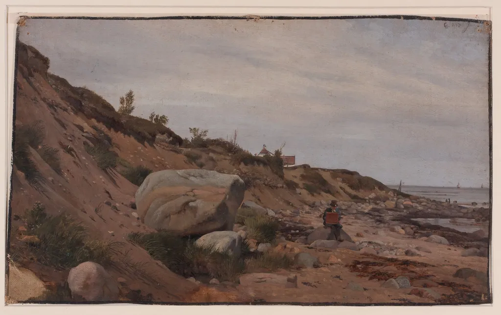 Maler in steinigen Sanddünen, by Unknown, 1850