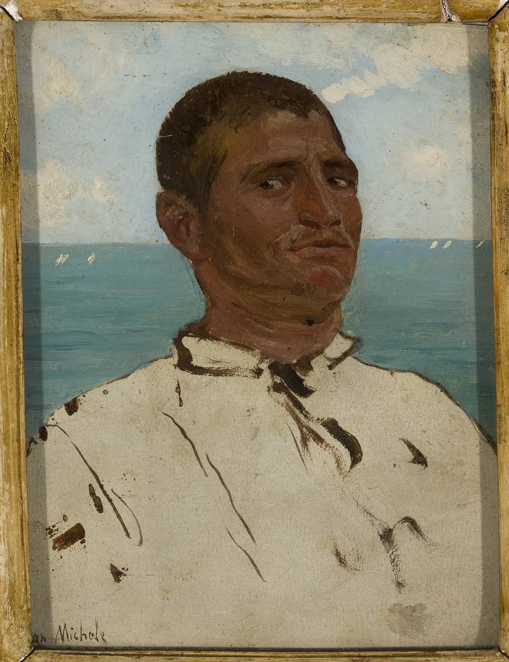 Man against the sea – Sudanese, by Unknown, oil