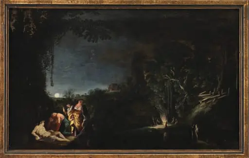 Måneskinslandskab med mytologisk (?) motiv, by Unknown