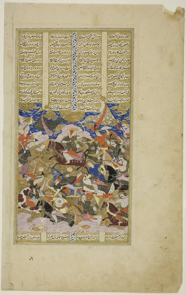 Manuchehr Kills Tur, Manuscript from Shahnama, by Unknown