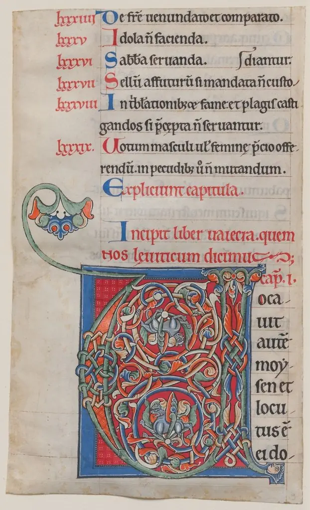 Manuscript Illumination with Initial V, from a Bible, by Unknown