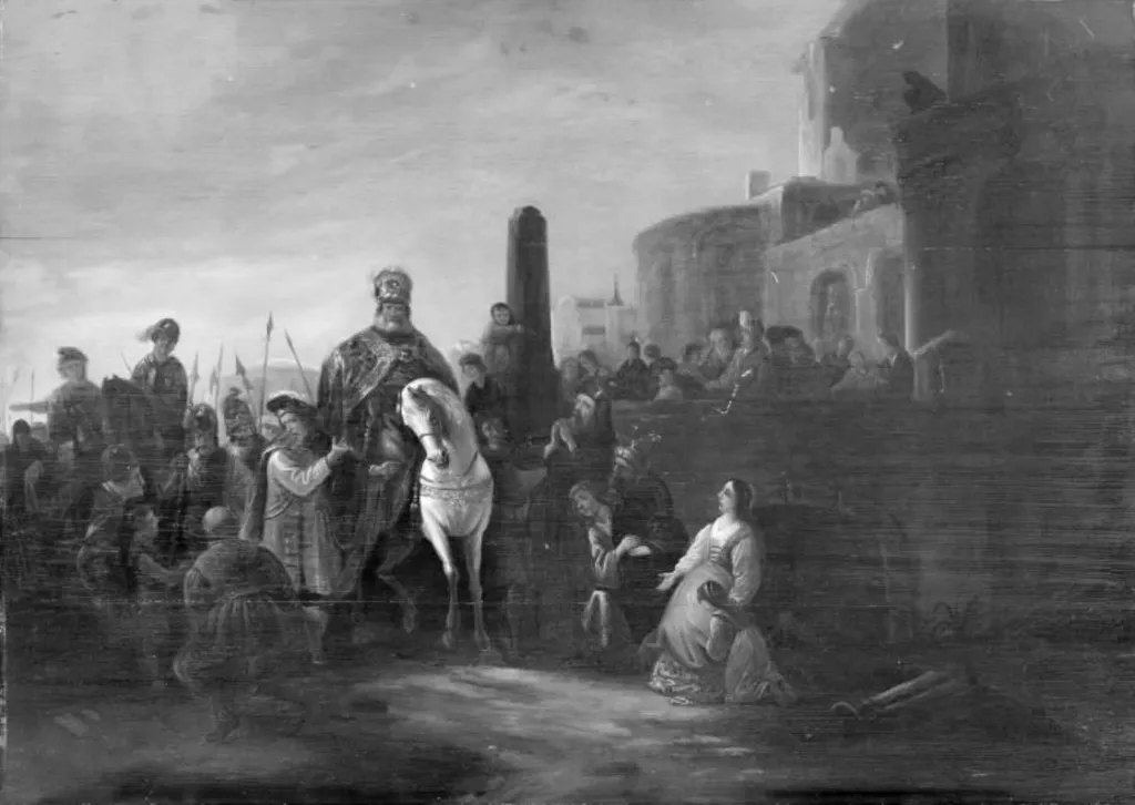 Mardochæus og Haman, by Unknown, unspecified
