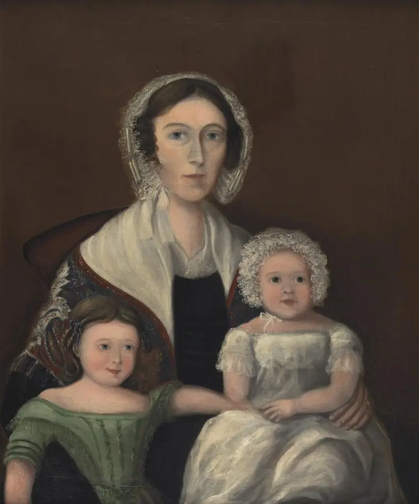 Margaret Rowlands & her children, by Unknown