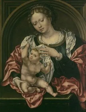 Maria met kind. Het kind speelt met de sluier, by Unknown, oil, 1524