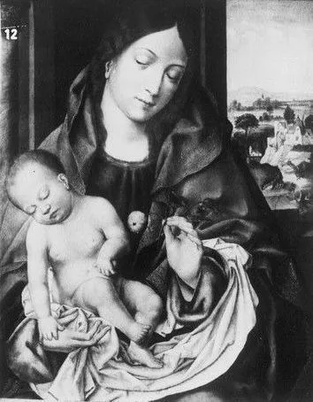 Maria met slapend kind op de arm, by Unknown, oil, 1524