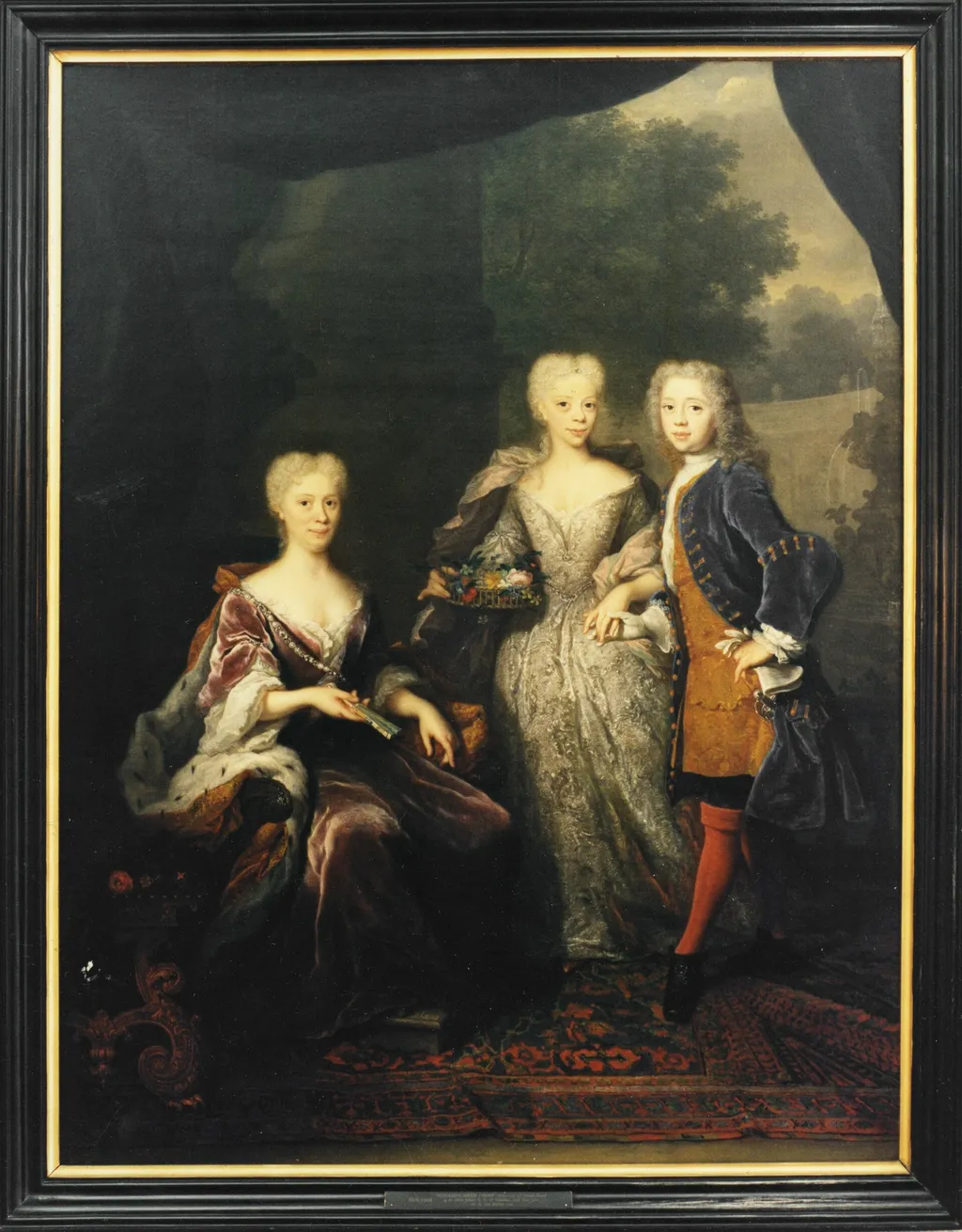 Marie Louise , 1688-1765, Princess of Hesse-Kassel, married to John William Friso of Nassau-Dietz and of Orange, with her children Anne Charlotte Amelie and Willem Karel Hendrik Friso, by Unknown, oil, 1726
