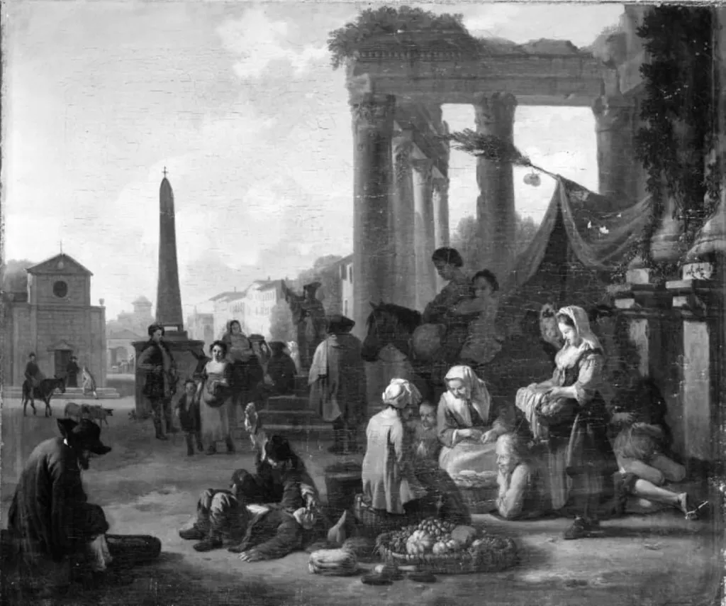 Market Place in Rome, by Unknown, 1750
