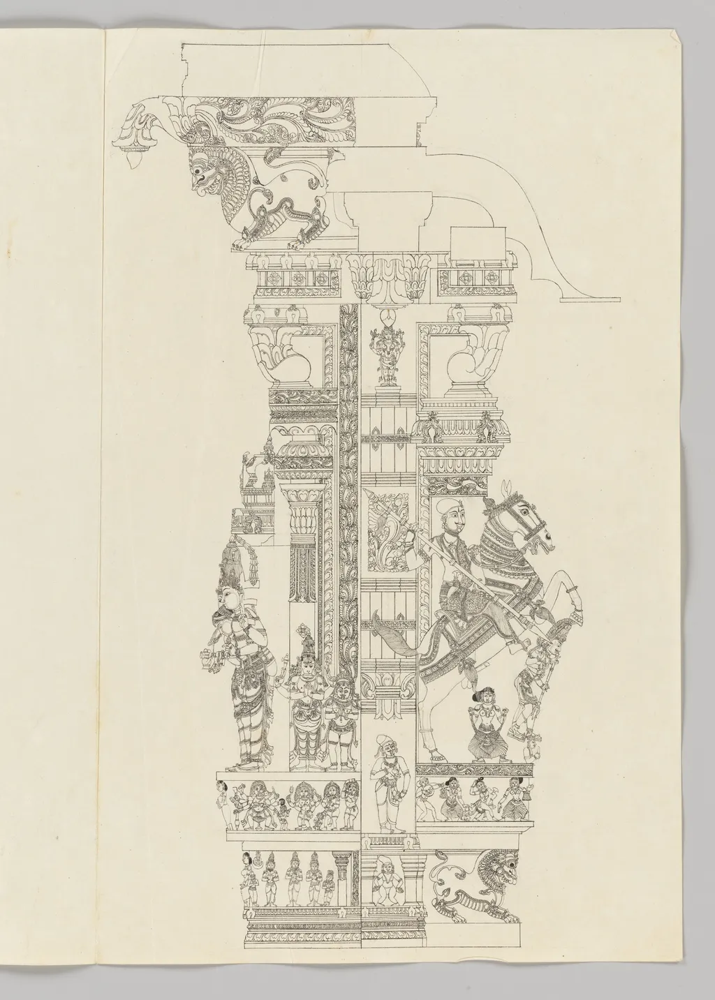 Marriage of Minakshi and Sundareshvara; equestrian warrior with spear, by Unknown, unspecified, 1800