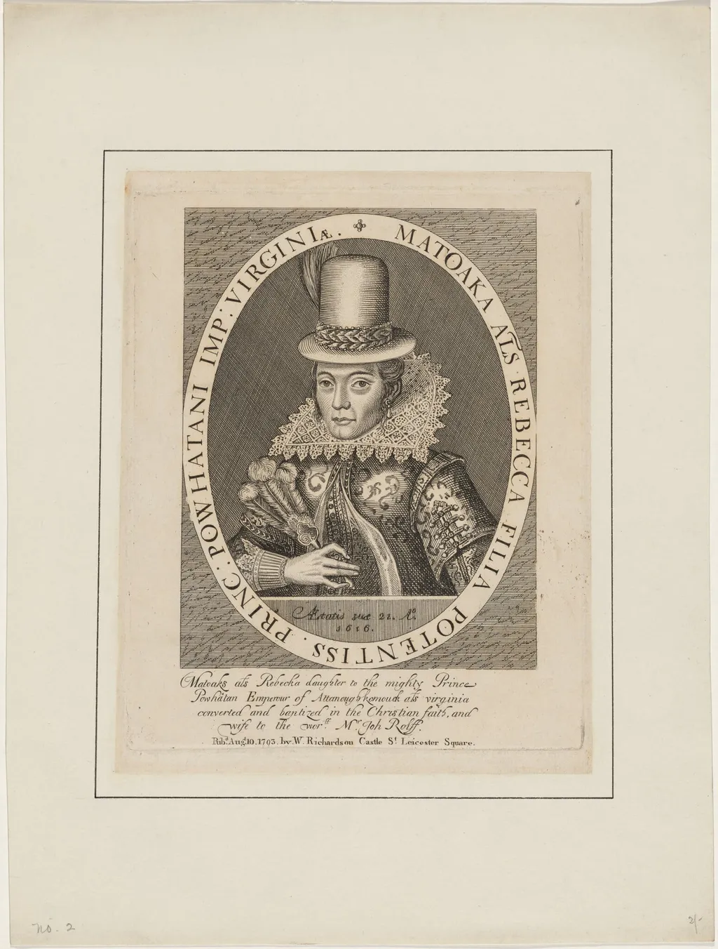 Matoaka Als Rebecka (Pocahontas), by Unknown, 1793