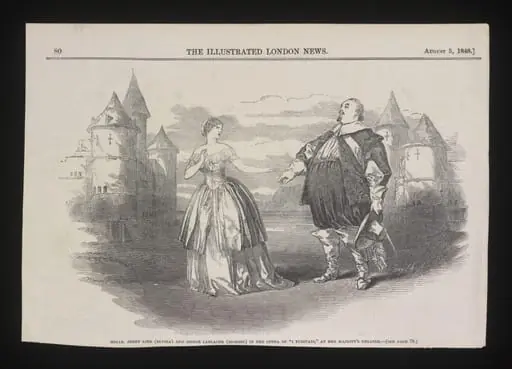 Mdlle. Jenny Lind (Elvira) and Signor Lablache (Giorgio) in the opera of ''I Puritani'', by Unknown