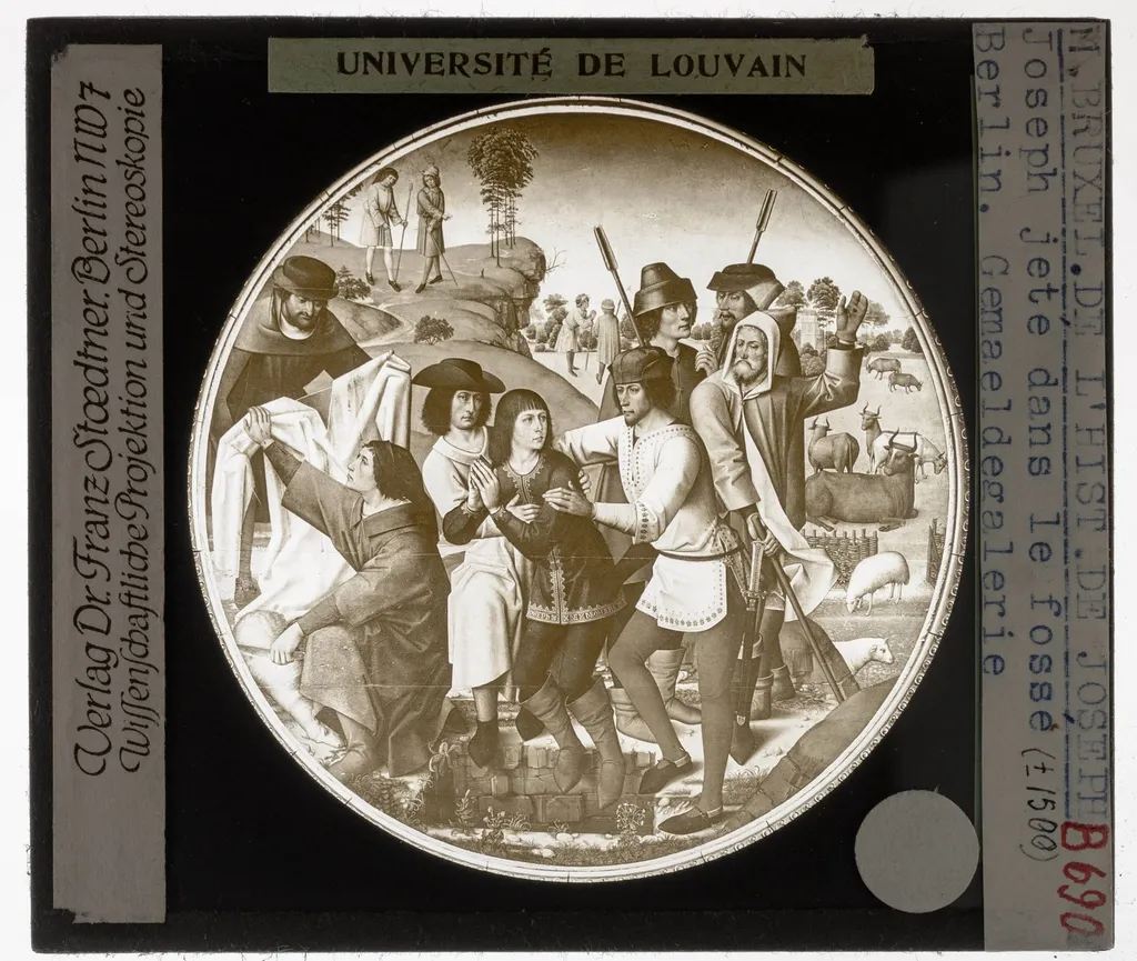 Meester van Brussel. Jozef wordt door zijn broers in de waterput geworpen, by Unknown, 1500