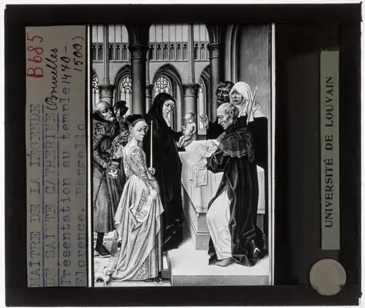 Meester van de Legende van Sint Catherina. Triptiek Maria-Lichtmis Presentatie in de tempel, by Unknown