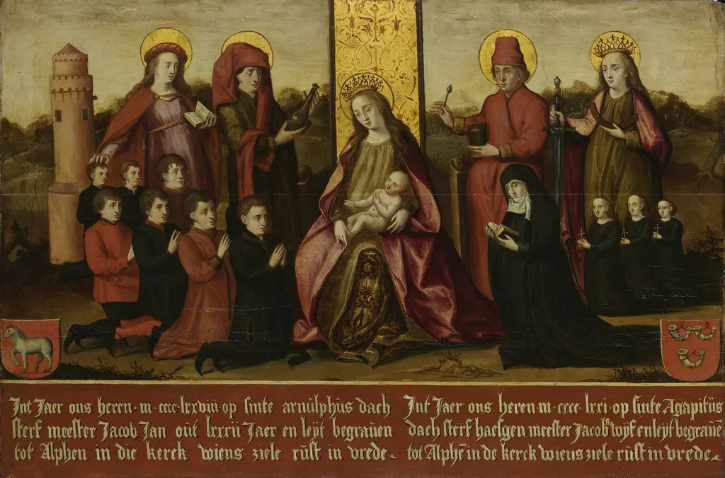 Memorial tablet of Jacob Jan van Assendelft (1396-1478) and his wife Haesgen van Outshoorn (?-1471), by Unknown, oil, 1500