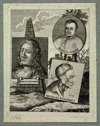 Michael Wolgemut und zwei weitere Künstlerbildnisse, by Unknown, 1759