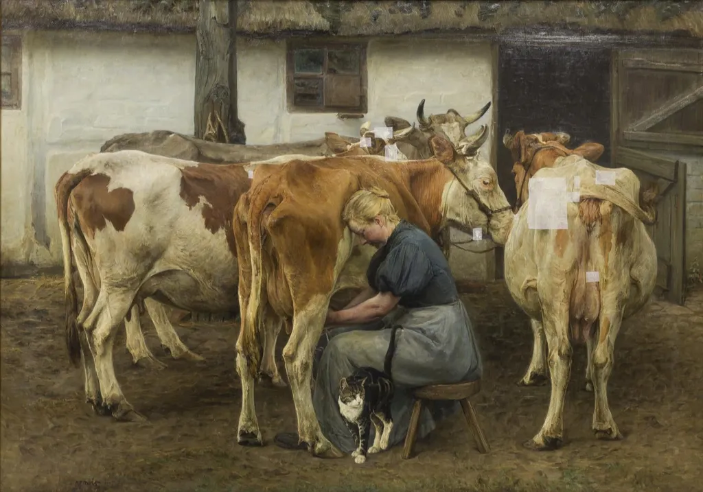 Milking the Cows. West Jutland, by Unknown, 1898