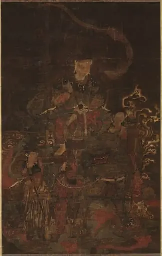 Monju Riding Lion with Attendants, by Unknown
