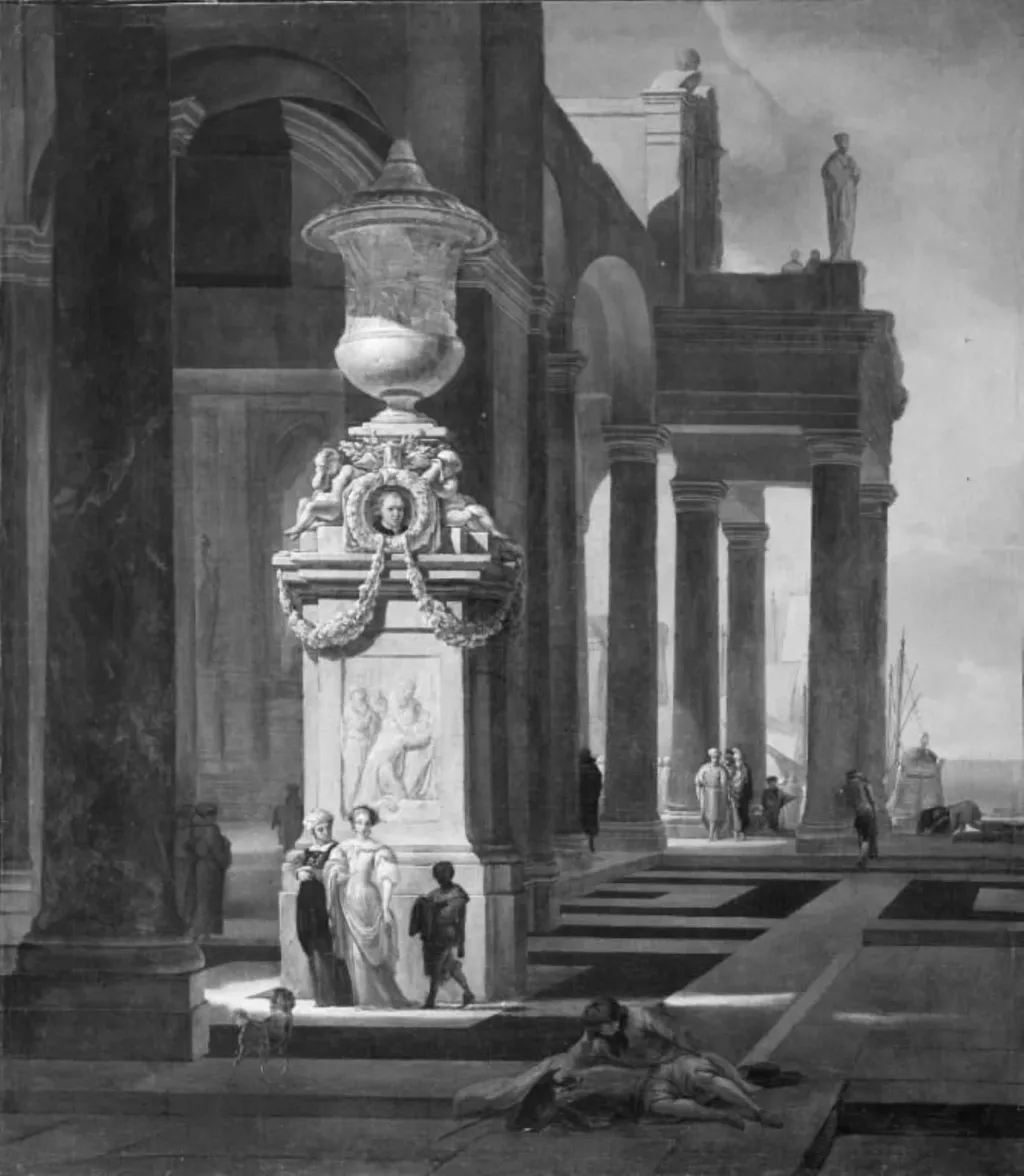 Monument at a Harbour, by Unknown, 1648