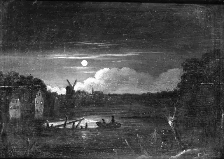 Moonlit Riverscape, by Unknown