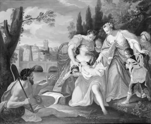 Moses findes i Nilen af Faraos datter, by Unknown