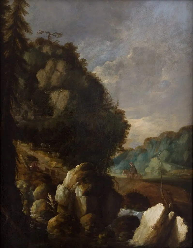 Mountain Landscape (Horseman on a Mountain Path), by Unknown
