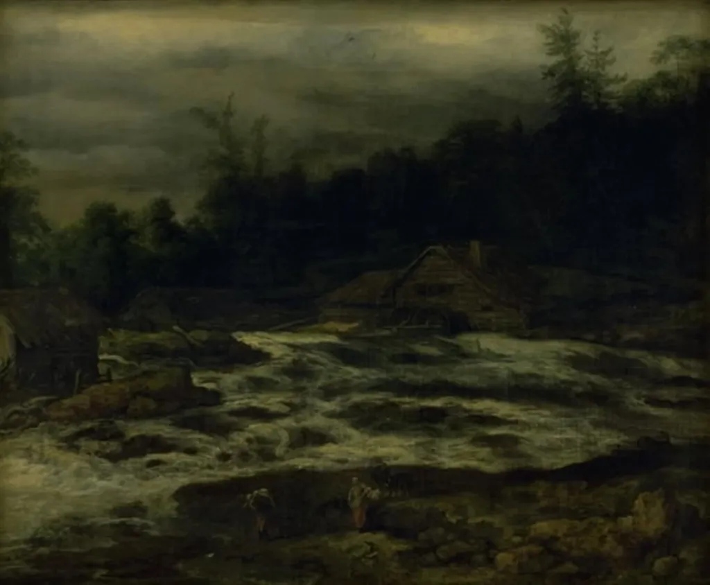 Mountain Scenery with Waterfall, by Unknown, 1660