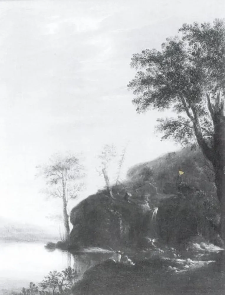 Mountainous Landscape with a Lake, by Unknown, oil, 1649
