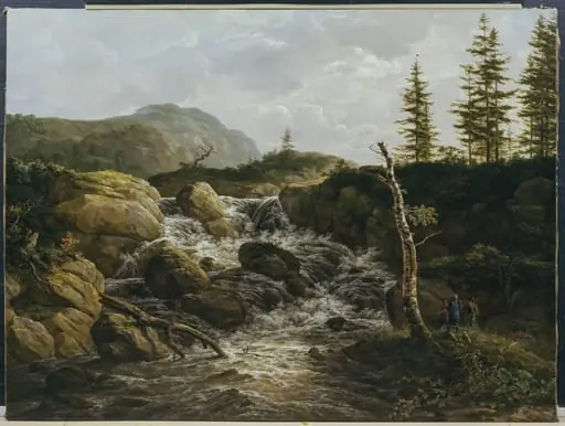 Mountainous Landscape with a Waterfall, Norway, by Unknown